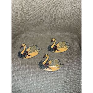 Vintage Glass Suncatchers Christmas Wreaths Swans 3 piece lot MCM